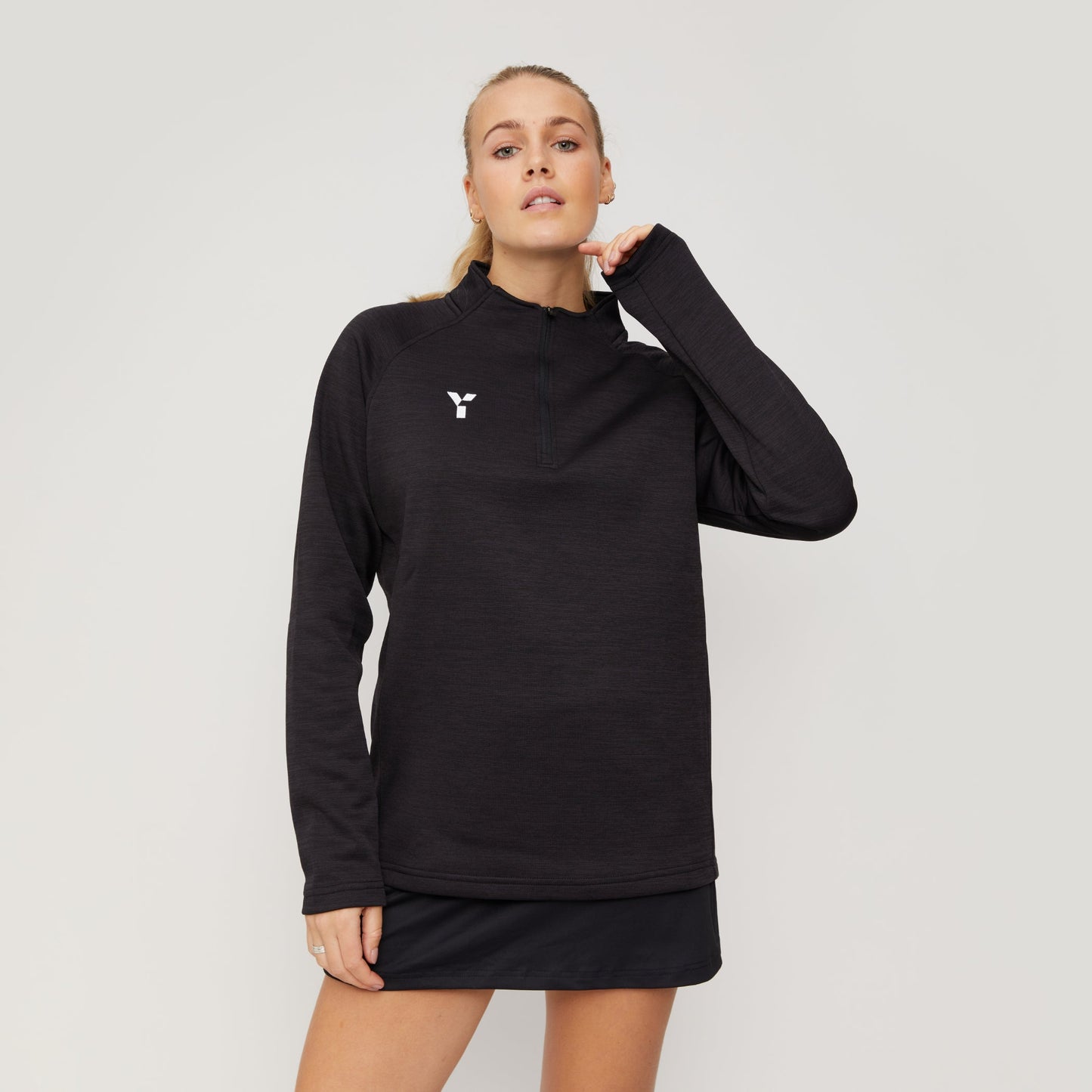 Fugi Quarter Zip Unisex Black Melange